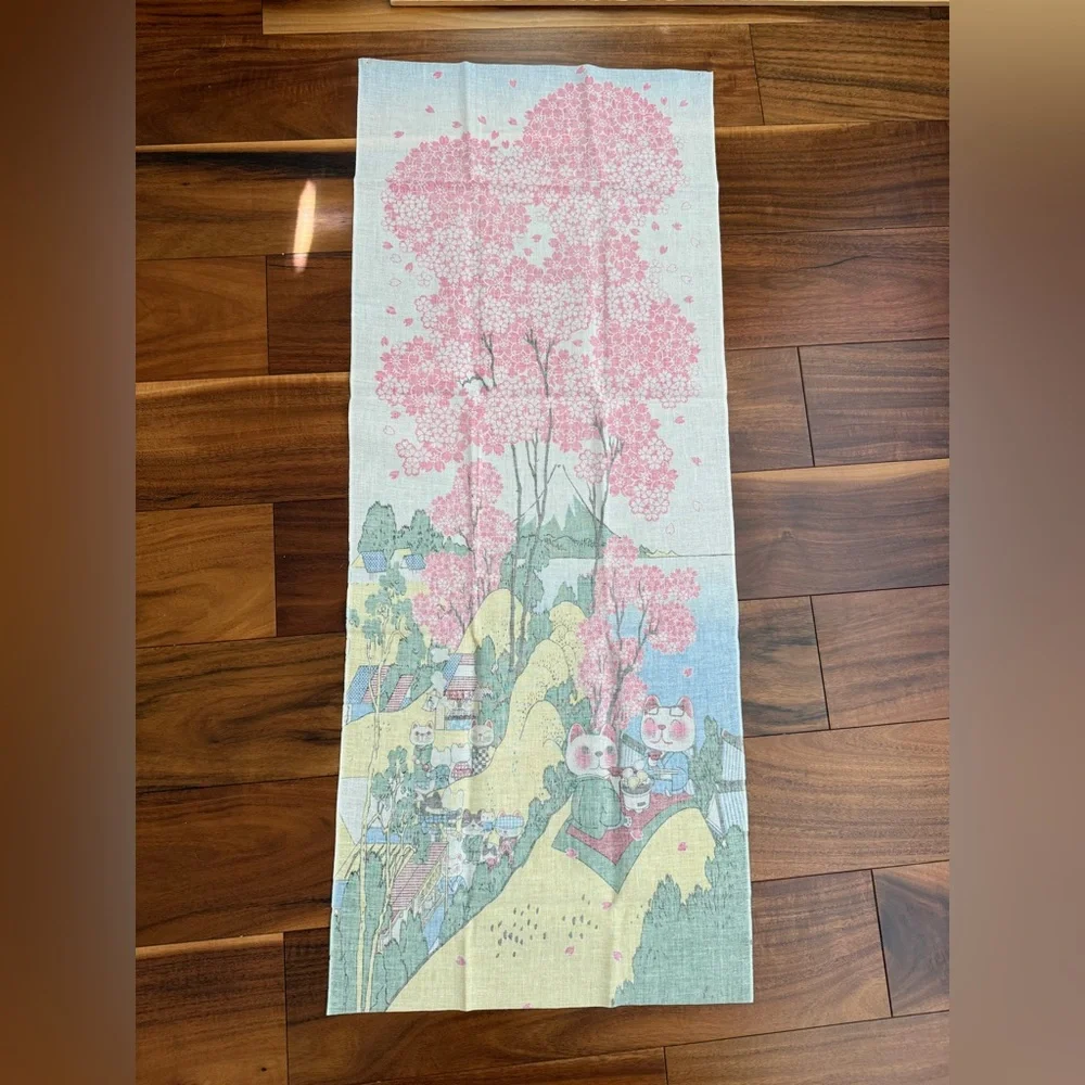 Japanese Tapestry Kawaii Cats Cherry Blossom Tree